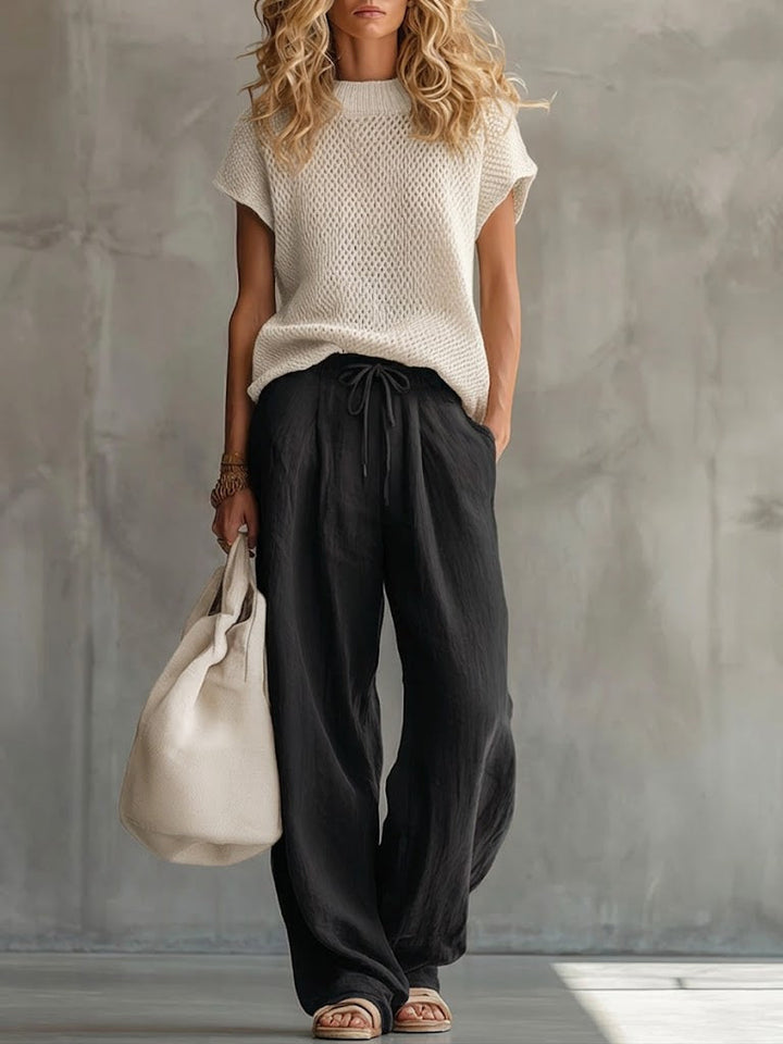 Women's Two-Piece Set with Tie Waist and Pockets