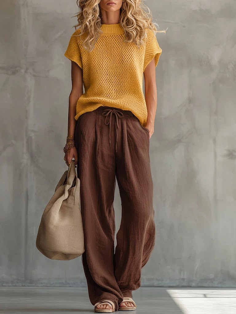 Women's Two-Piece Set with Tie Waist and Pockets