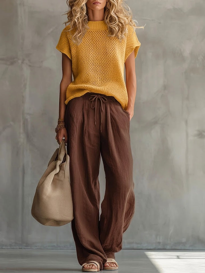 Women's Two-Piece Set with Tie Waist and Pockets