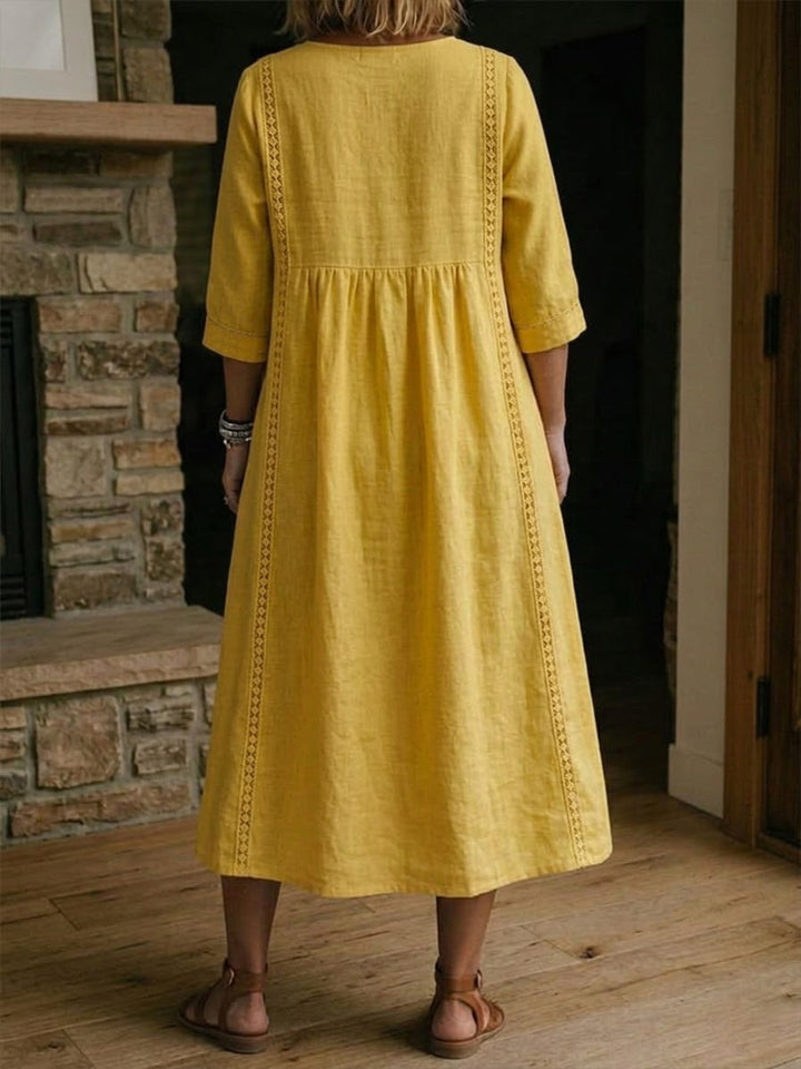 Antonia A-Line Maxi Dress with 3/4 Sleeves