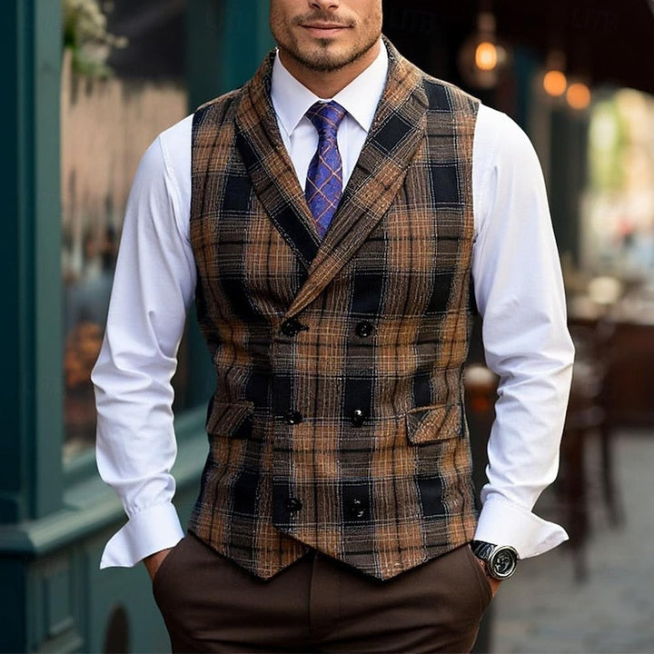 James | Men's Plaid Vest with Buttons and Pockets