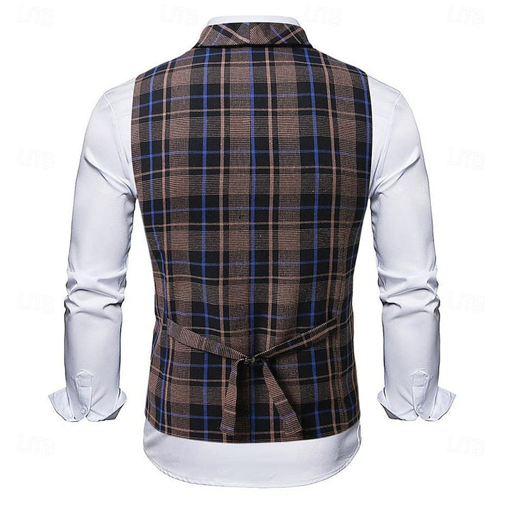 James | Men's Plaid Vest with Buttons and Pockets
