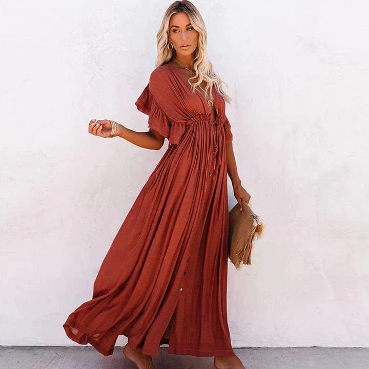 Julie™ - Red Long Beach Dress