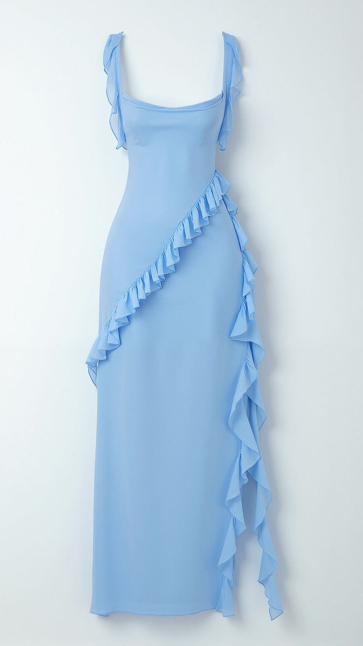 Laura | Women's Ruffled Maxi Dress with Side Slit