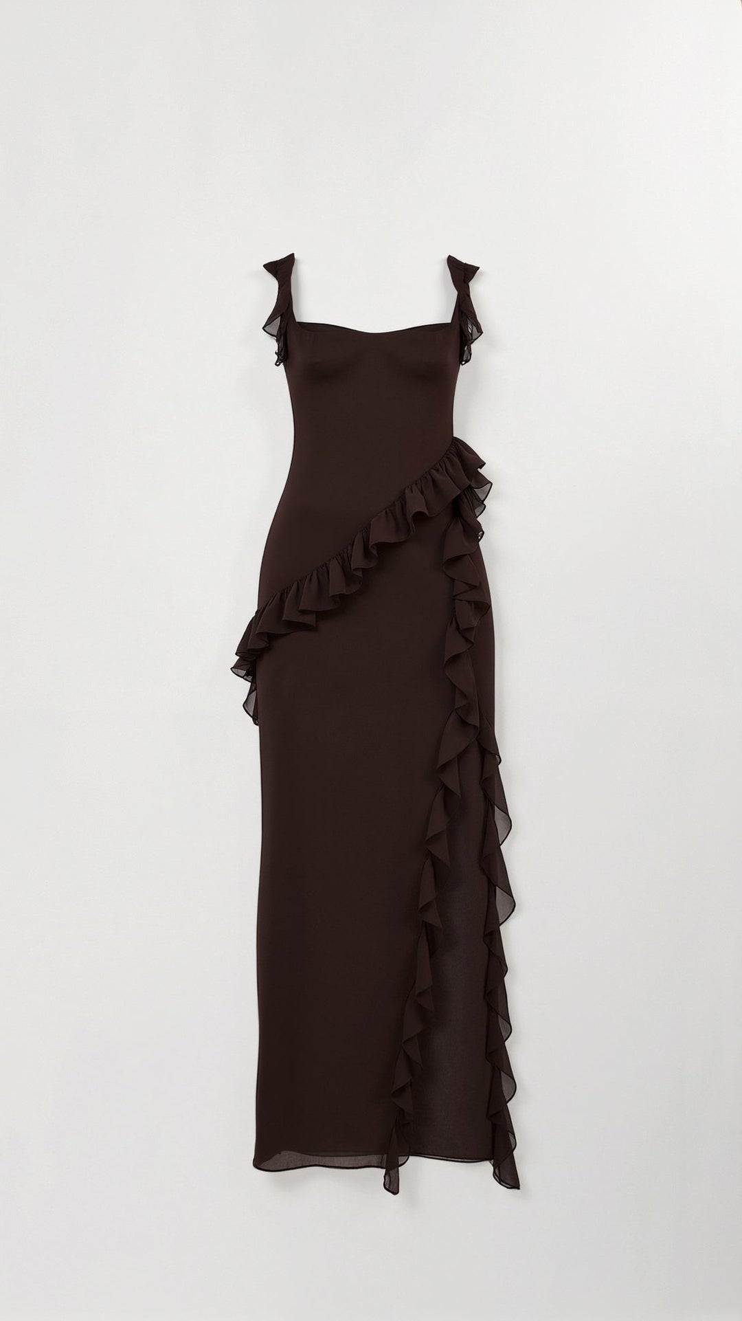 Laura | Women's Ruffled Maxi Dress with Side Slit