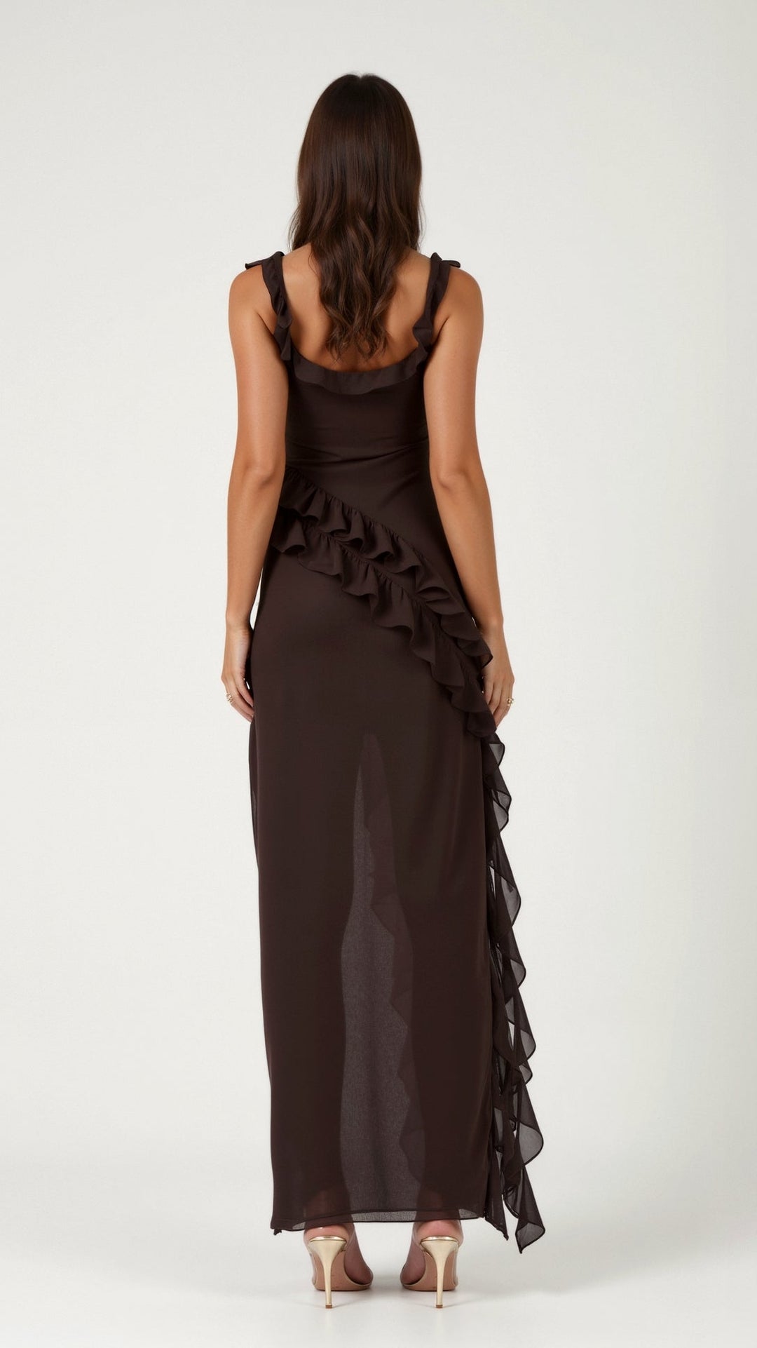Laura | Women's Ruffled Maxi Dress with Side Slit