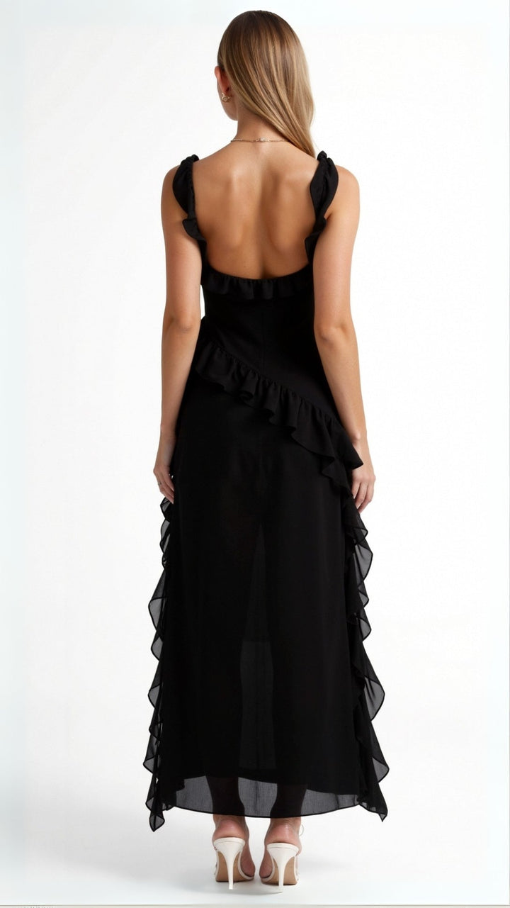 Laura | Women's Ruffled Maxi Dress with Side Slit