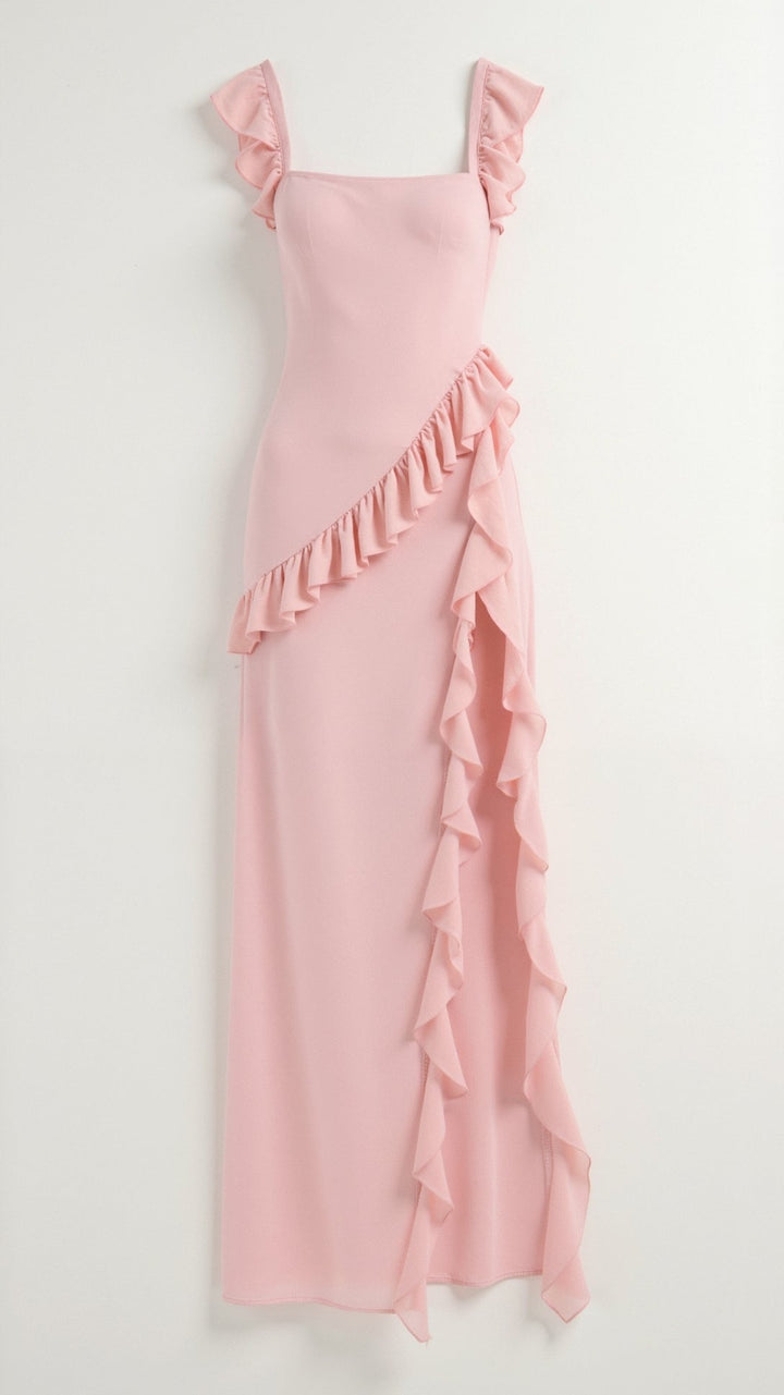 Laura | Women's Ruffled Maxi Dress with Side Slit