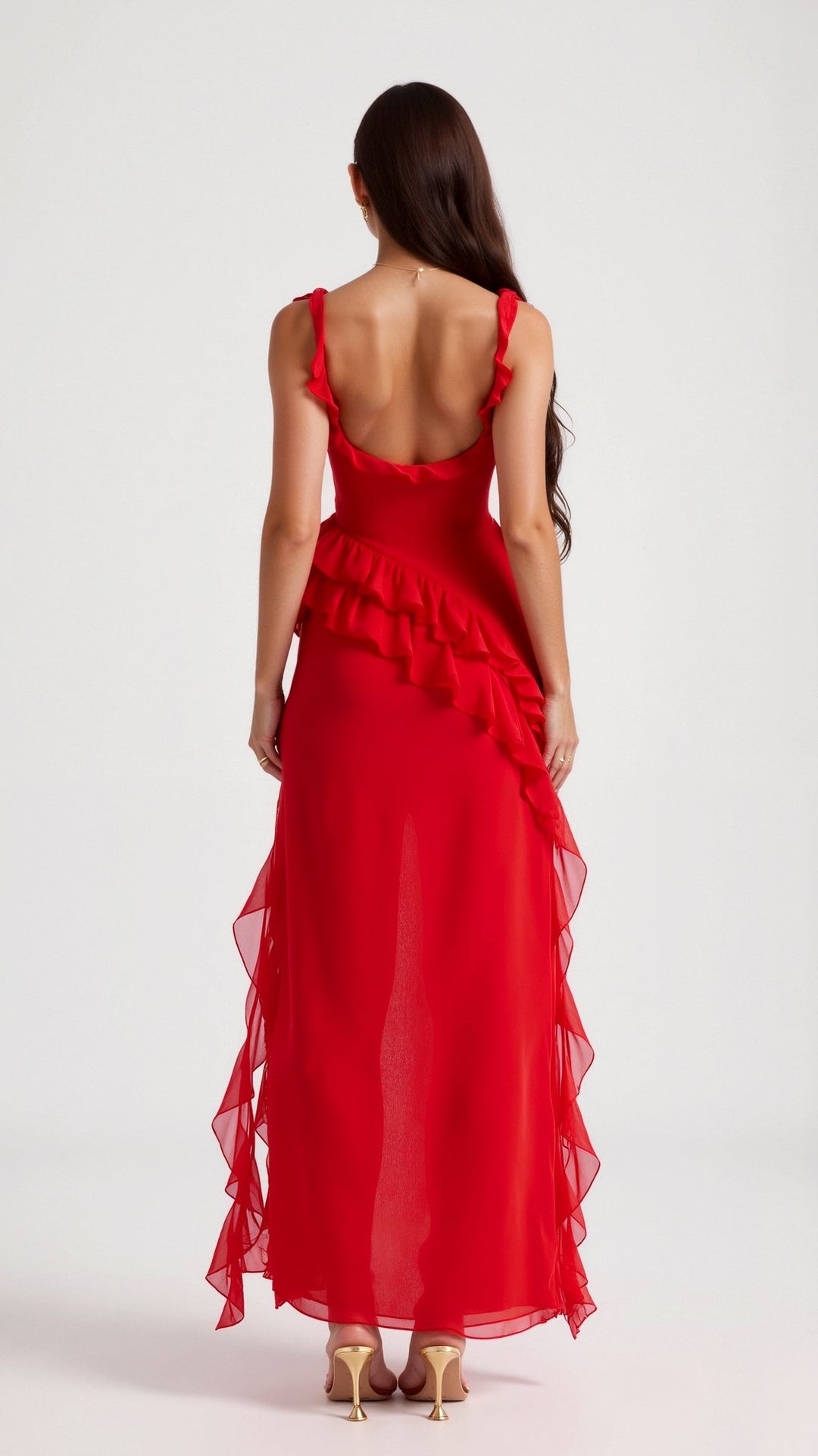 Laura | Women's Ruffled Maxi Dress with Side Slit