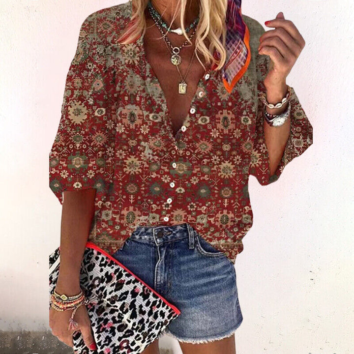 Maria | Women's Blouse with Floral Print and Buttons