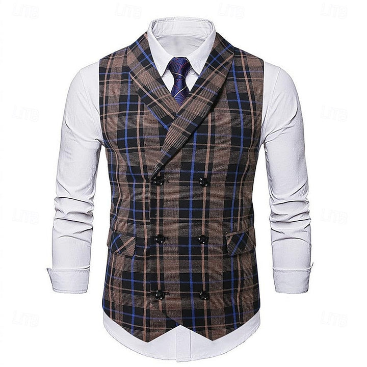 James | Men's Plaid Vest with Buttons and Pockets
