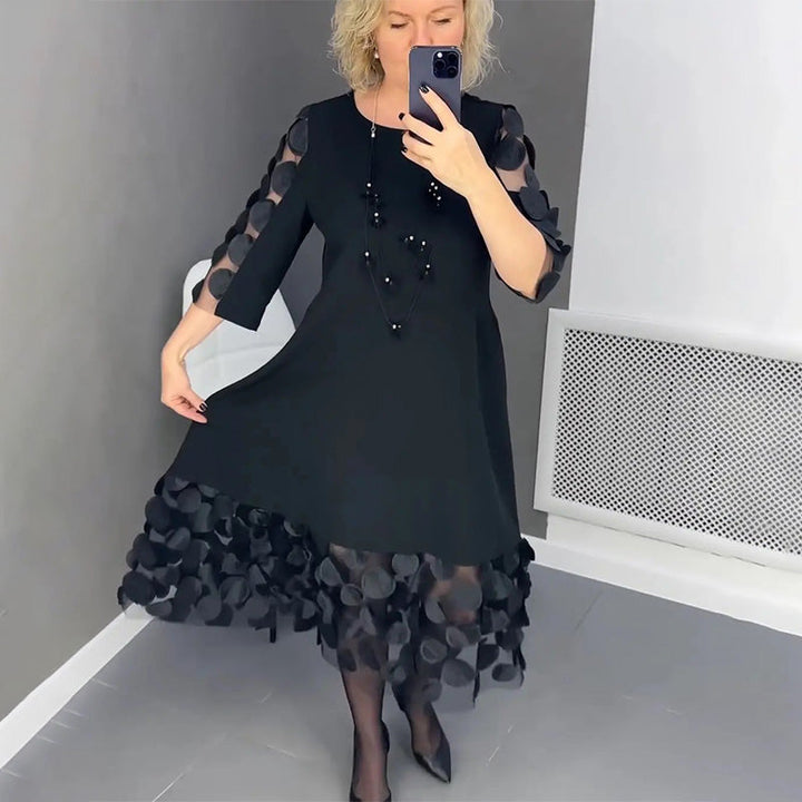 Demi | Women's Flared Midi Dress with Polka Dot Decor