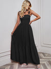 Saar™ Black Simple Maxi Dress with Spaghetti Straps