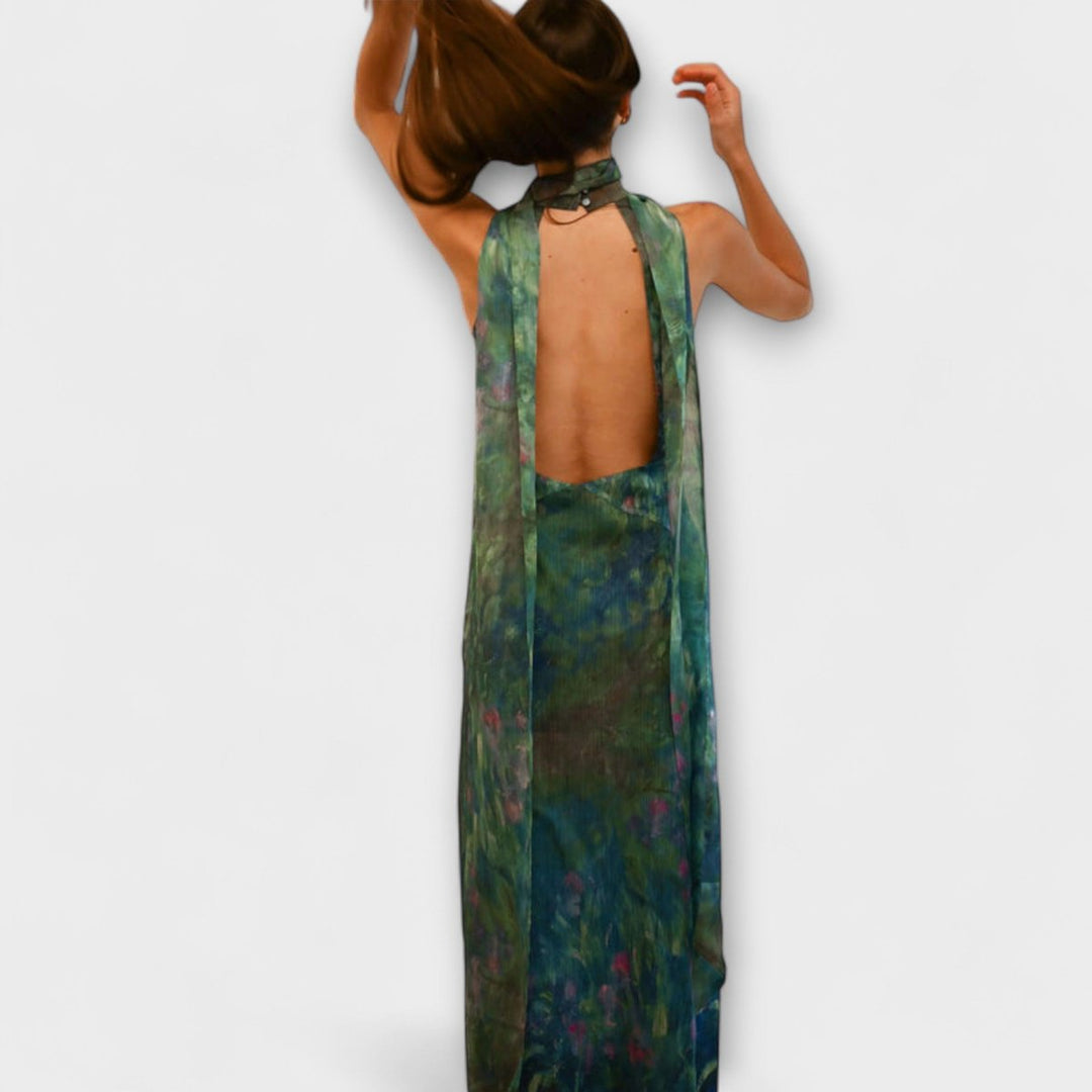 Luna | Women's Floral Maxi Gown with Cut-Out