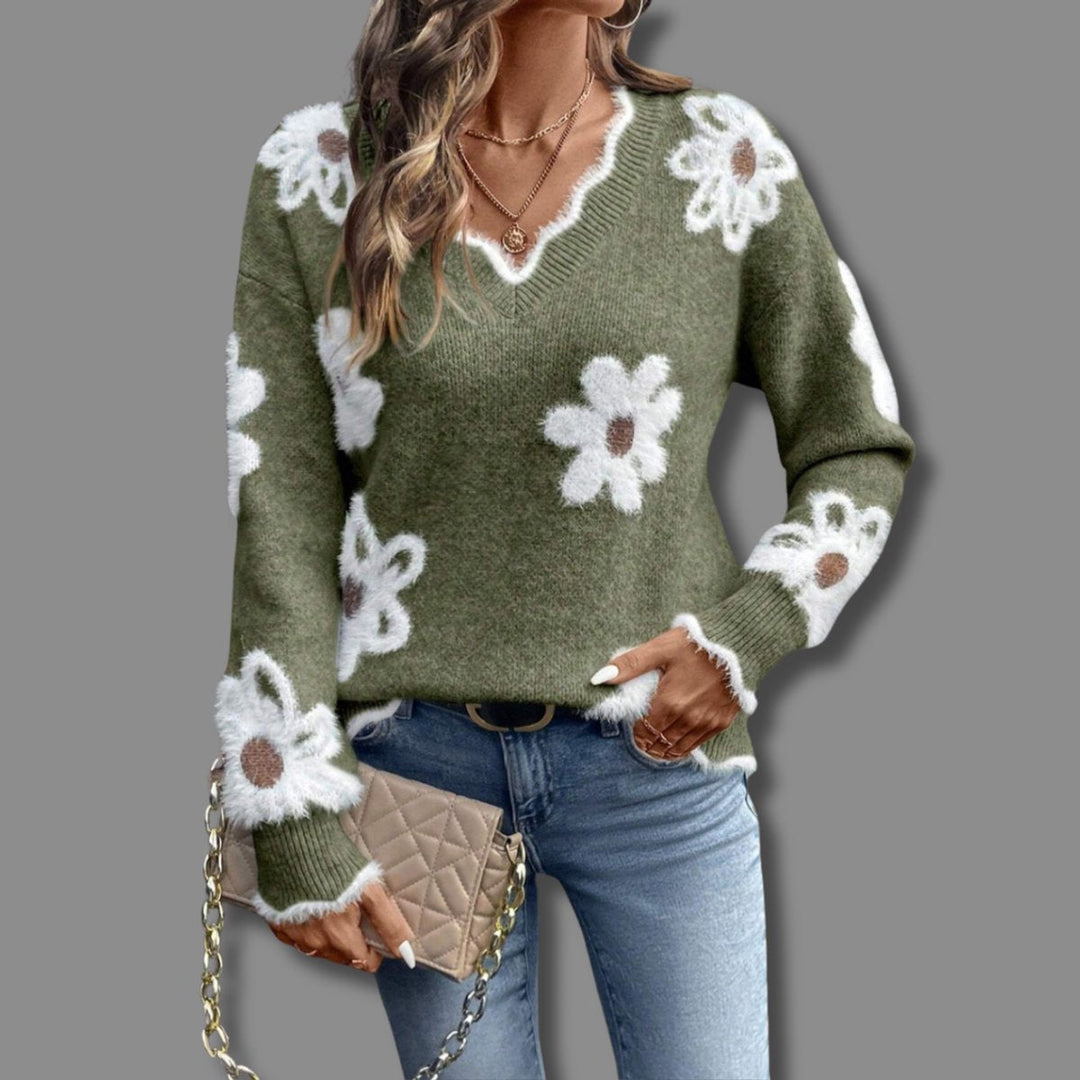 Camila | Women's V-Neck Long Sleeve Sweater