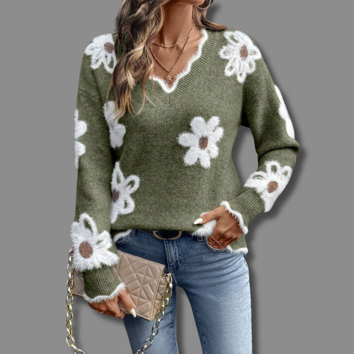 Camila | Women's V-Neck Long Sleeve Sweater