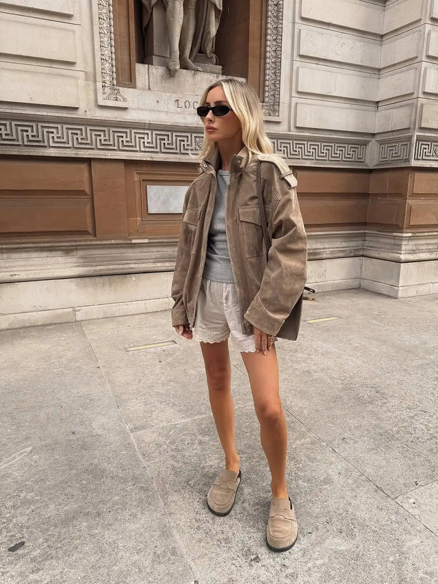 Women's Long Sleeve Bomber Jacket with Pockets