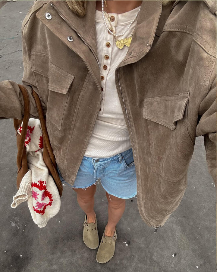 Women's Long Sleeve Bomber Jacket with Pockets