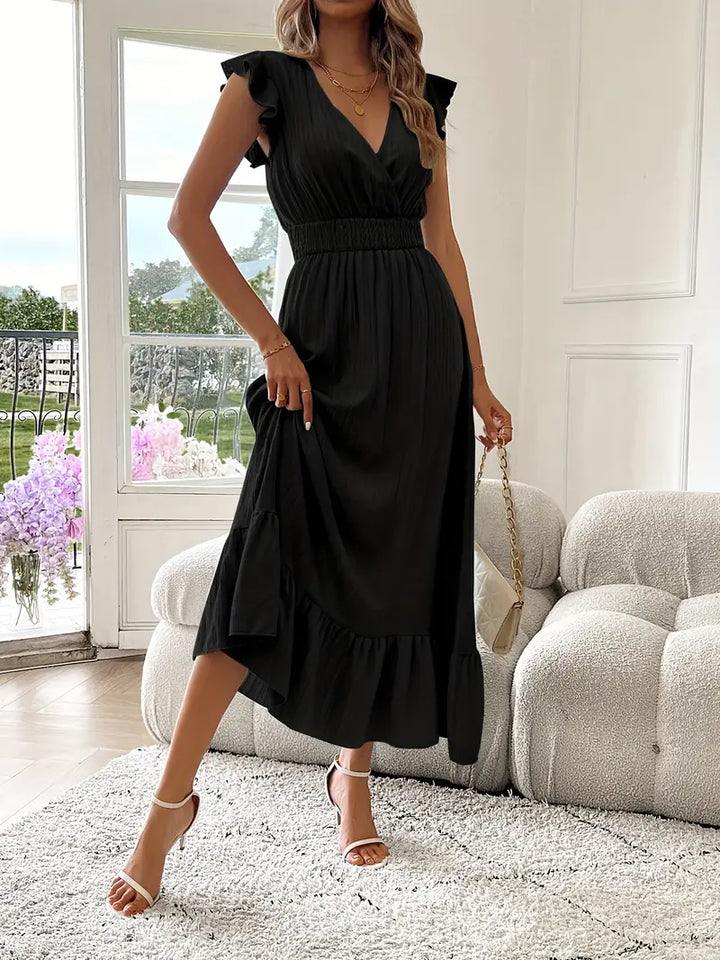 Felicia | Women's V-Neck Mini Ruffle Dress